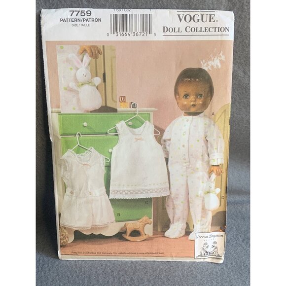 Vogue Doll Pajamas and Undergarments Teresa Layman Pattern 7759 - uncut - Picture 8 of 9